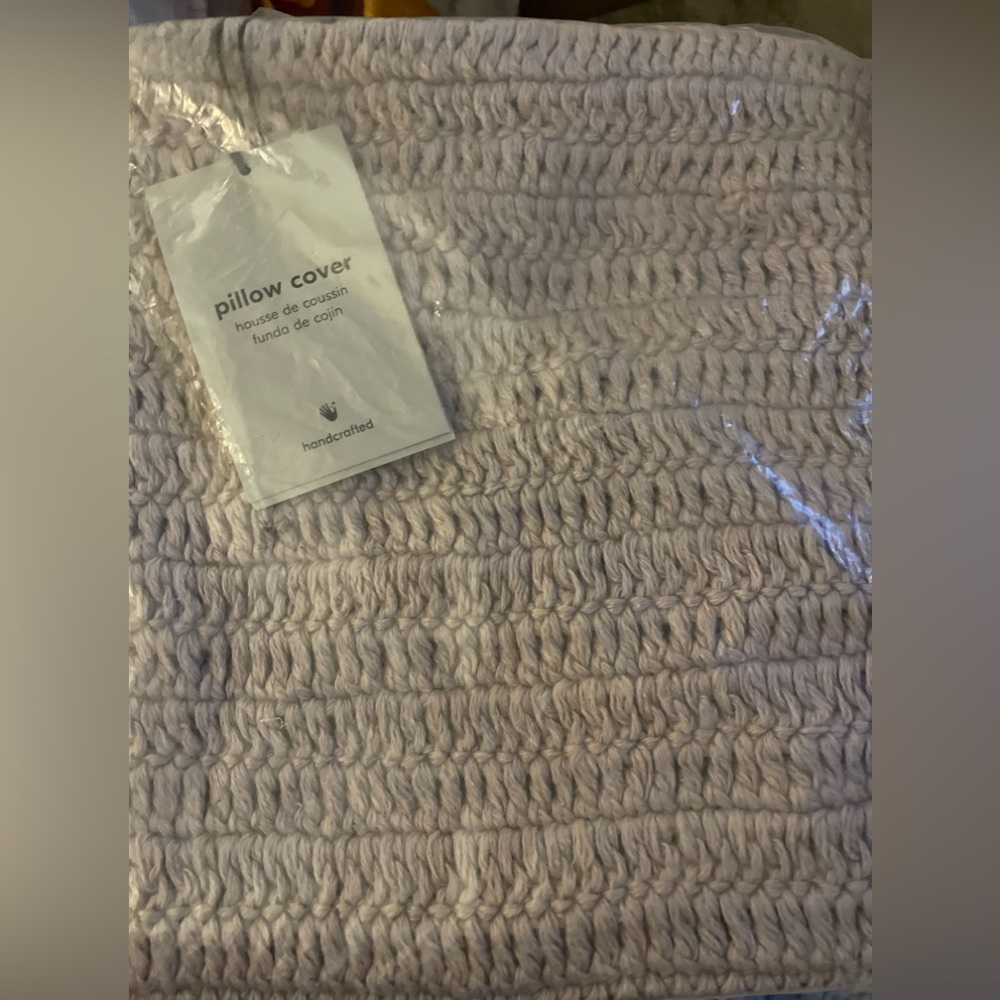 West Elm Crochet Linen Cushion Cover 20x20 Boho MCM
